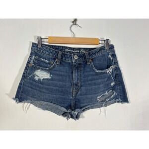 Festival Boho Distressed American Eagle Denim Shorts Womens 6 Blue